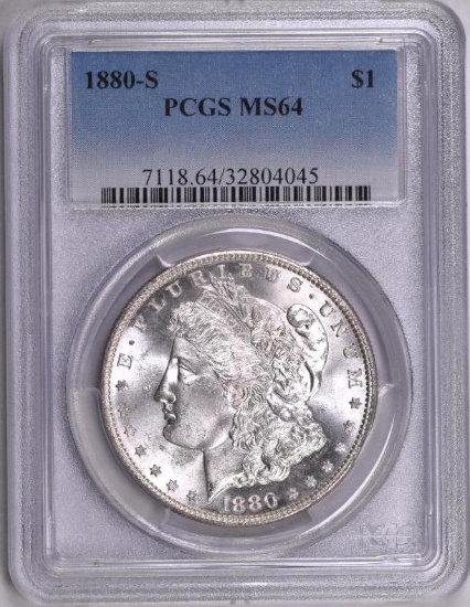 1880 S Morgan Silver Dollar (PCGS) MS64.