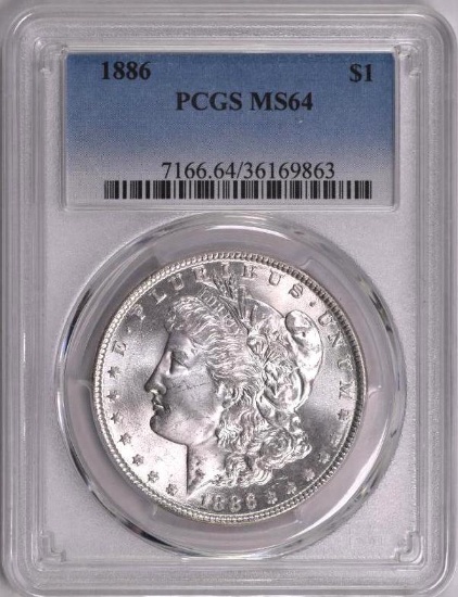 1886 P Morgan Silver Dollar (PCGS) MS64.