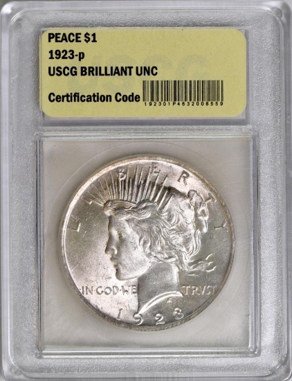 1923 P Peace Silver Dollar (USCG) Brilliant Uncirculated.