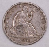 1861 P Seated Liberty Silver Half Dollar.