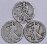 Group of (3) Walking Liberty Silver Half Dollars.