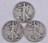 Group of (3) Walking Liberty Silver Half Dollars.