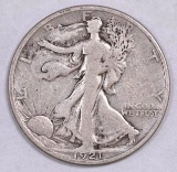 1921 S Walking Liberty Silver Half Dollar.