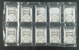 Group of (10) Apmex 1oz. .999 Fine Silver Ingots.