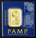 PAMP Suisse 1 Gram .999 Fine Gold Ingot.