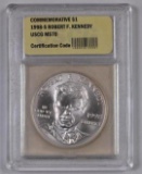 1998 S Robert F Kennedy Commemorative Silver Dollar (USGC) MS70.