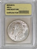 1891 P Morgan Silver Dollar (USCG) Select Uncirculated.