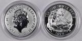 Group of (2) 2019 Great Britain Valiant 1oz. .999 Fine Silver Round.