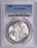 1885 P Morgan Silver Dollar (PCGS) MS64.