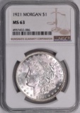 1921 P Morgan Silver Dollar (NGC) MS63.