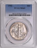 1942 P Walking Liberty Silver Half Dollar (PCGS) MS65.