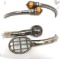 Lot of 2: Vintage Sterling Silver Adjustable Bracelets - Tennis and Tigers Eye