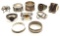 Lot of 10 Sterling Silver Rings: Size 8 + 9 - Wide Bands, Traditional, Hearts, and More