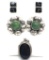 Sterling Silver, Nephrite, and Onyx : Earrings and Locket