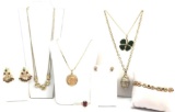 Gold Tone Costume Jewelry Collection : Necklaces, Bracelet, Ring, and Earrings