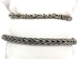 Lot of 2: Vintage Sterling Silver Woven Link Bracelets