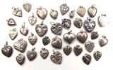Lot of Victorian Sterling Silver Puffy Heart Charms