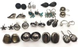 Lot of 16 Pairs: Sterling Silver Post Earrings - Crystal Hearts, Vintage Domes + More