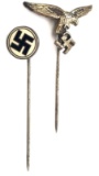 Lot of 2: German WW2 Era Swastica Stick Pins