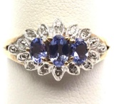 10k Yellow Gold Tanzanite and Diamond Ring