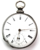 Antique Silver Key Wind Open Face Pocket Watch - 56847