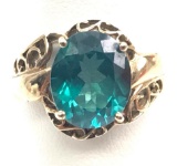 10k Yellow Gold Green Topaz Ring