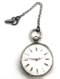 Antique Silver French Key Wind Pocket Watch