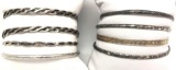 Lot of 8: Sterling Silver Textured Bangle Bracelets