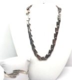 Sterling Silver Link Necklace and Bracelet Set