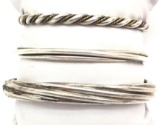 Lot of 3: Sterling Silver with a Twist - Cuffs and Hinge Bracelet