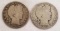 Group of (2) Barber Silver Half Dollars.