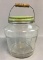 Antique Glass Jar with Green Lid