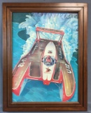 Vintage Budweiser Racing Boat Framed Poster