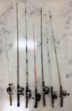 Group of 7 Rods with Closed Faced Reels