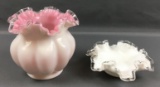 Group of 2 Fenton Vintage Ruffled Edge Glassware