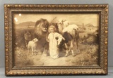Vintage William Strutt Girl with Animals Print
