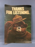 Vintage Smokey The Bear Cardboard Poster