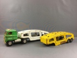 Vintage Ertl Tractor Trailer with 2 Car Carriers