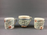 Group of 3 Vintage iridescent Brother, Sister, Papa Cups