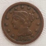 1847 Braided Hair Large Cent.