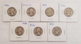 Group of (7) Washington Silver Quarters.