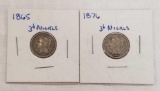 Group of (2) Three Cent Piece Nickel.