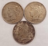 Group of (3) Peace Silver Dollars.