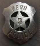 Vintage Obsolete Peru IL Police Badge