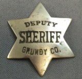 Vintage Grundy Co Obsolete Sheriff Deputy Badge