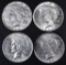 Group of (4) 1922 P Peace Silver Dollars.