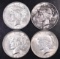 Group of (4) 1923 D Peace Silver Dollars.