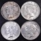 Group of (4) 1923 D Peace Silver Dollars.