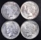 Group of (4) 1922 D Peace Silver Dollars.