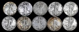 Group of (10) Walking Liberty Silver Half Dollars.